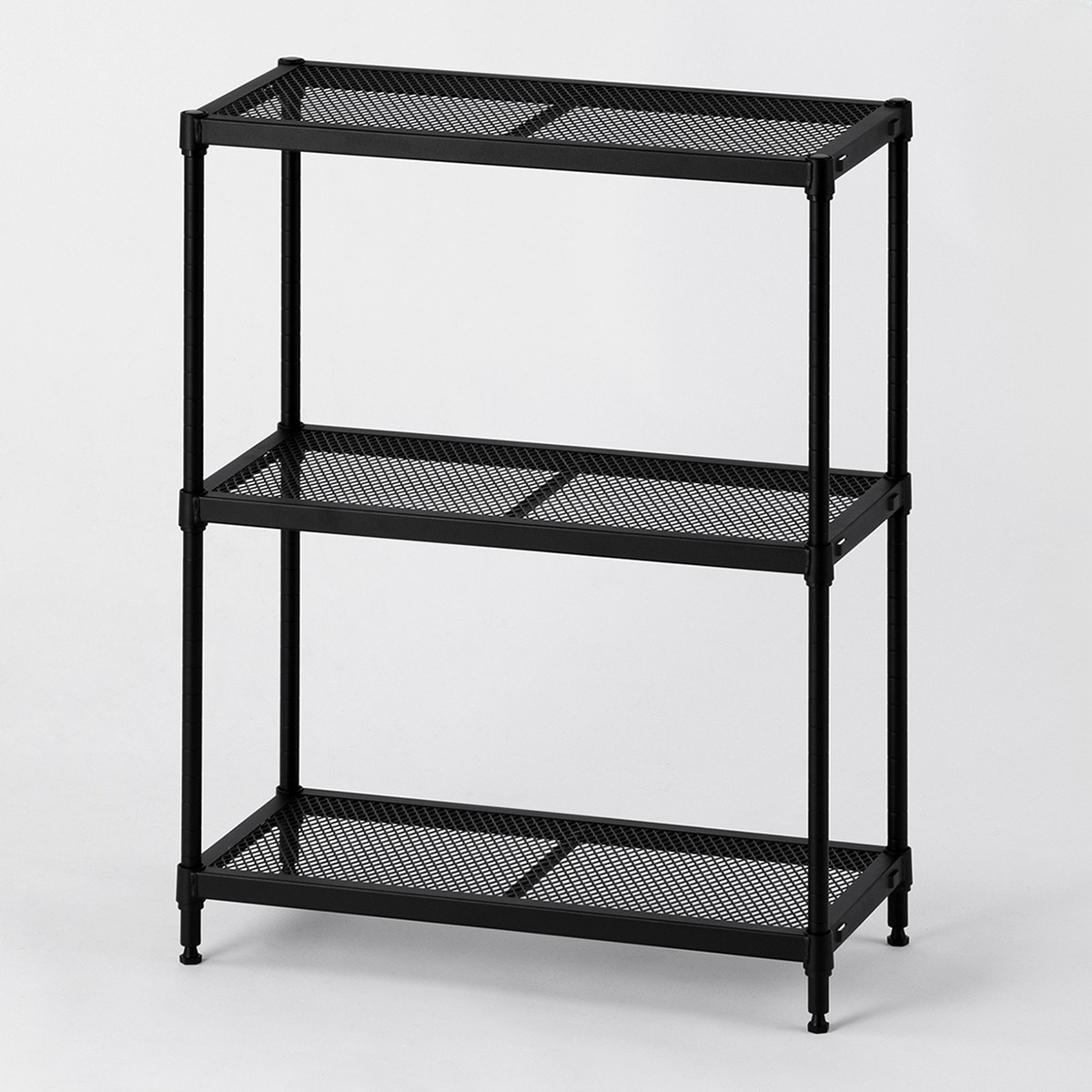 幅65cm) 連結可能な スチールラック (STメッシュ) 2段 ブラック