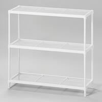 (幅85cm) リビングに馴染んで連結もできるメッシュスチールラック (STメッシュ) 2段 ホワイト