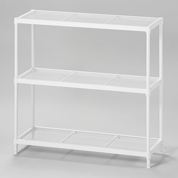 (幅85cm) リビングに馴染んで連結もできるメッシュスチールラック (STメッシュ) 2段 ホワイト 1枚目画像