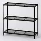 (幅85cm) リビングに馴染んで連結もできるメッシュスチールラック (STメッシュ) 2段 ブラック 1枚目画像