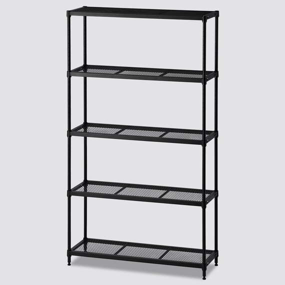 (幅85cm) リビングに馴染んで連結もできるメッシュスチールラック (STメッシュ) 4段 ブラック 1枚目画像