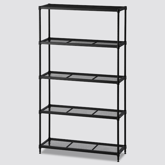 (幅85cm) リビングに馴染んで連結もできるメッシュスチールラック (STメッシュ) 4段 ブラック 1枚目画像