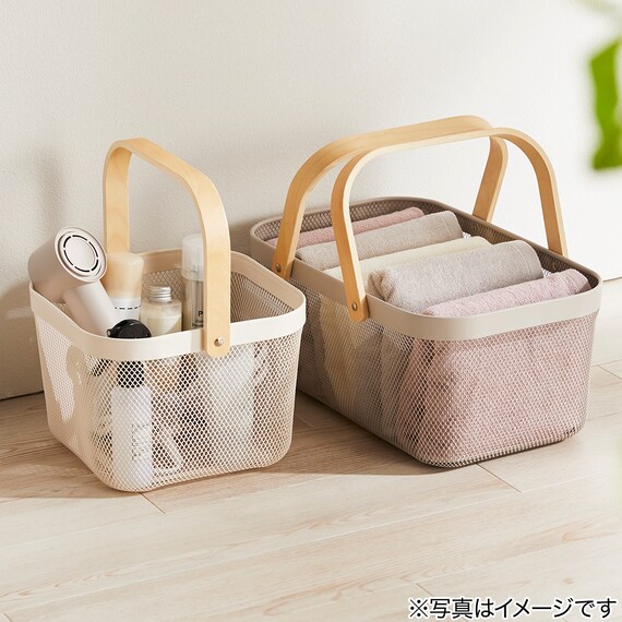 ハンドルバスケット(正方形 モカ) 2枚目画像