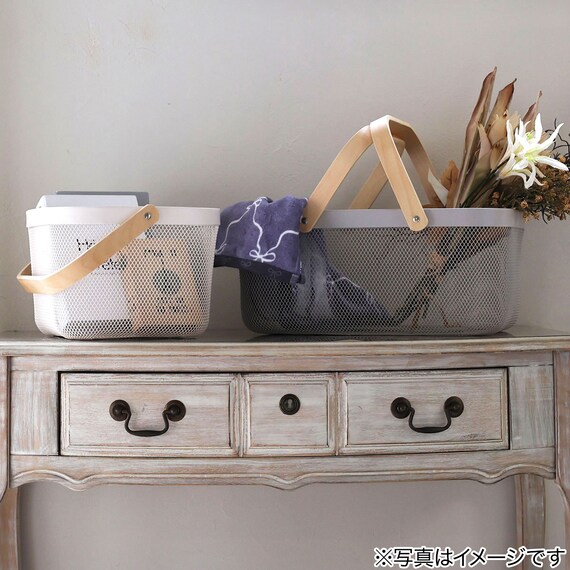 ハンドルバスケット(正方形 モカ) 3枚目画像