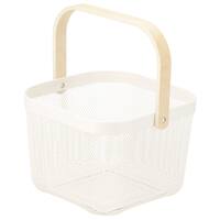 ハンドルバスケット(正方形 オフホワイト)