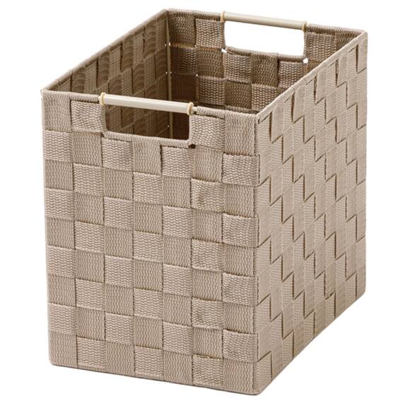 編み込みバスケットTI02 (縦ハーフ ベージュ) 1枚目画像