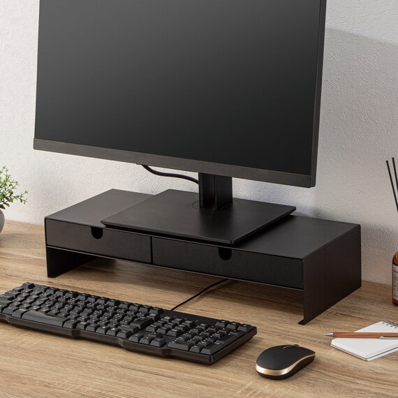 引出し付きモニター台 LU5020(ブラック) 1枚目画像