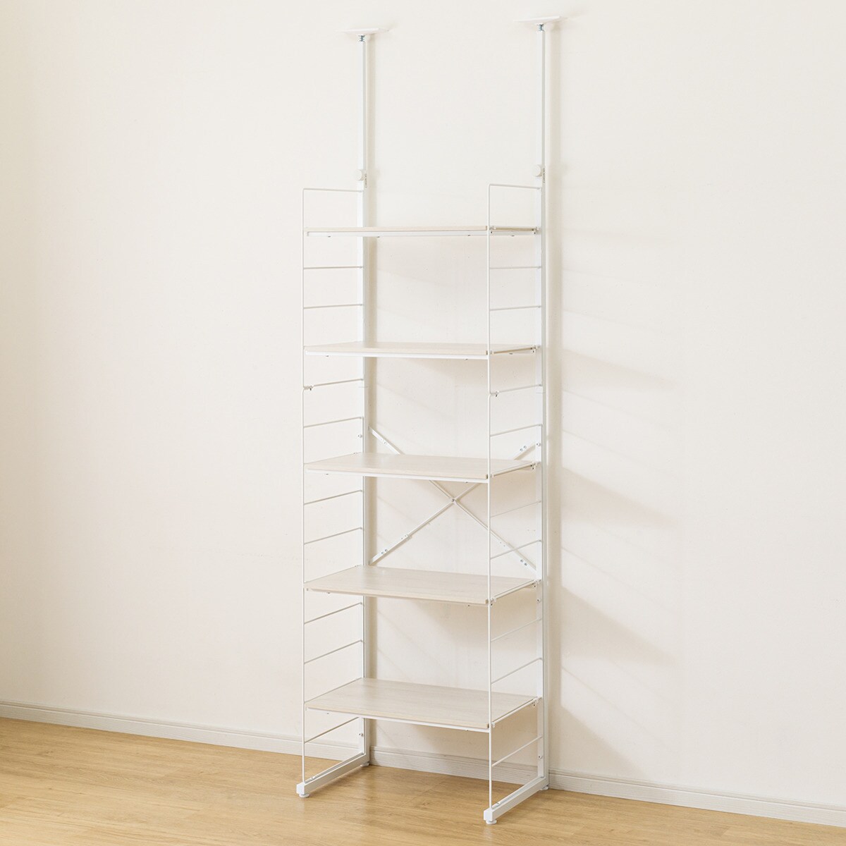 突っ張り壁面収納 Nポルダディープ(ホワイトウォッシュ) 突っ張り壁面収納 Nポルダ ディープ2 (幅60cm NP01 ホワイトウォッシュ