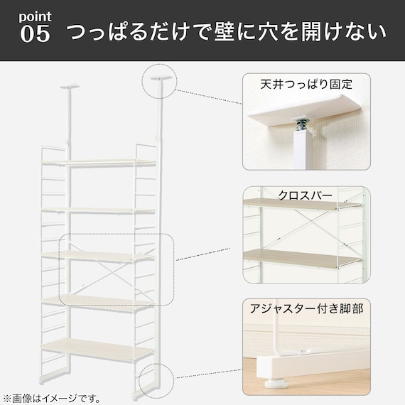【Nポルダディープ2用】棚板付き追加サイドパーツ(幅40cm用 ホワイトウォッシュ) 10枚目画像