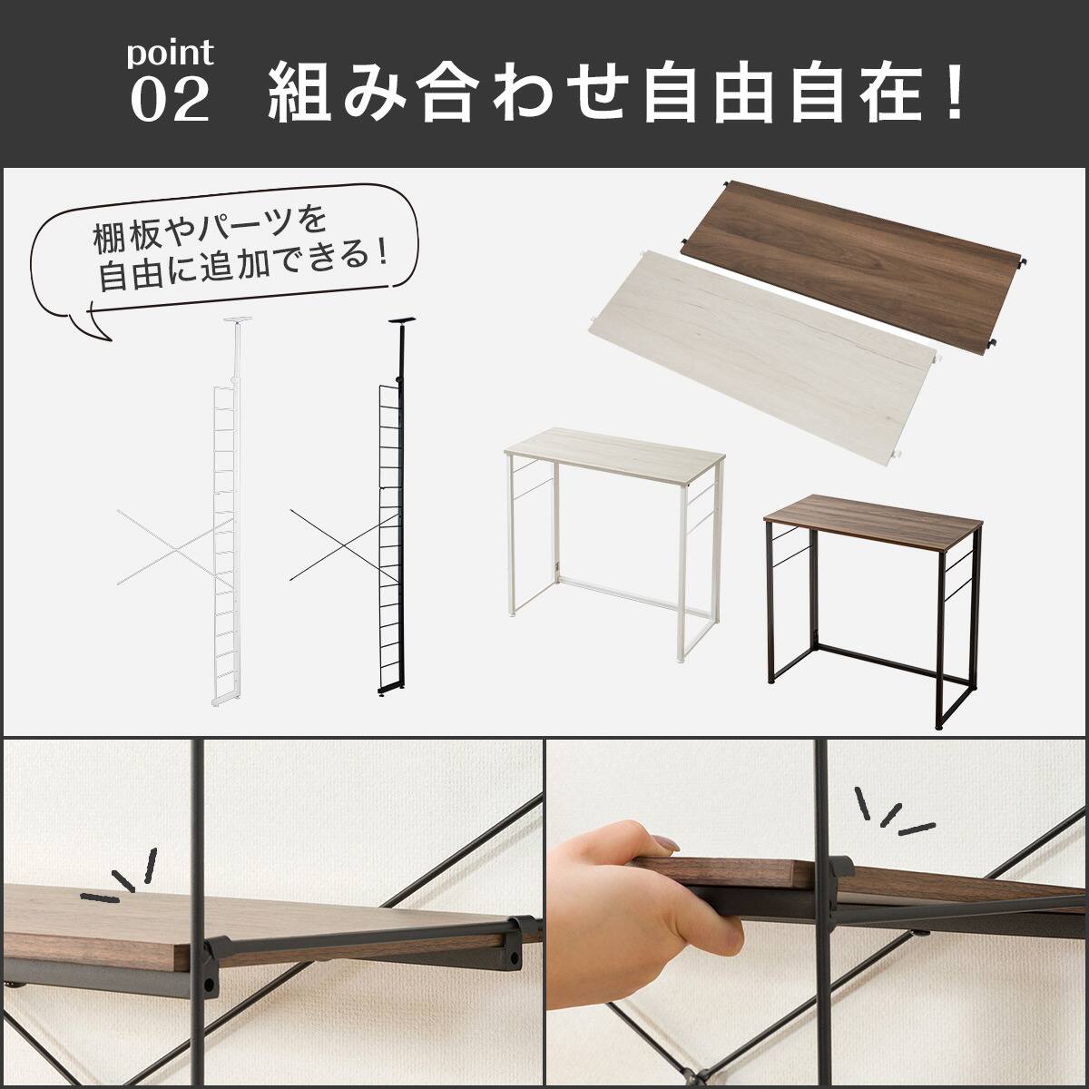 幅120cmセット奥行深 【幅60+60/棚板10枚】突っ張り壁面収納N