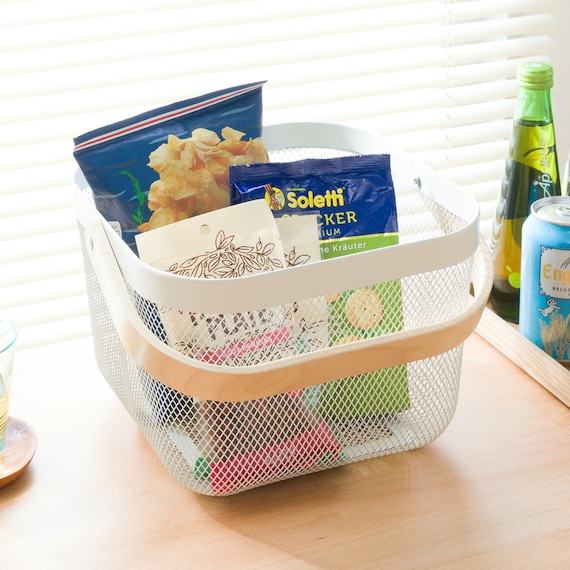 スチールメッシュバスケット EM(スクエア ホワイト) 1枚目画像