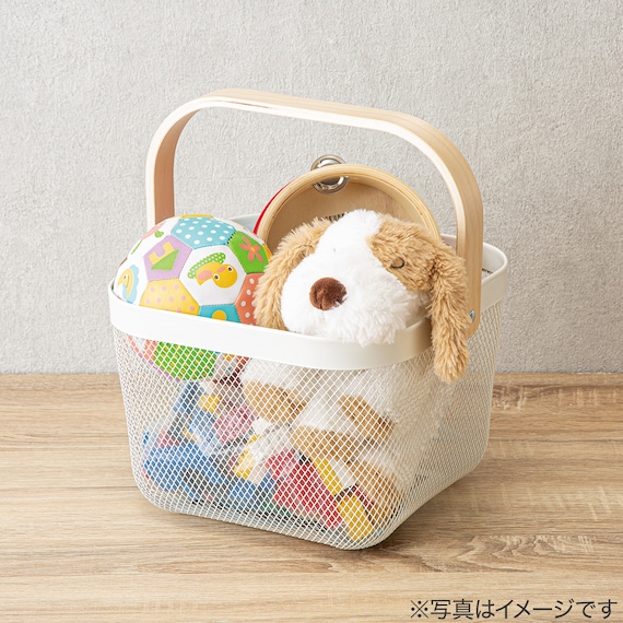 スチールメッシュバスケット EM(スクエア ホワイト) 2枚目画像