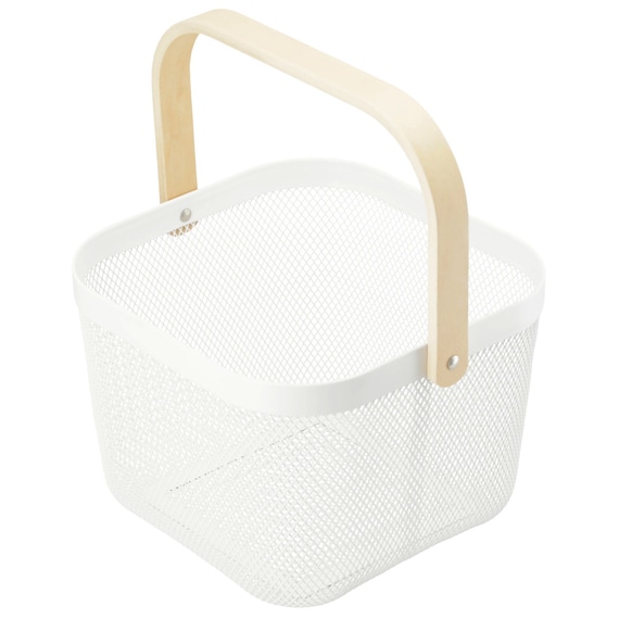 スチールメッシュバスケット EM(スクエア ホワイト) 6枚目画像