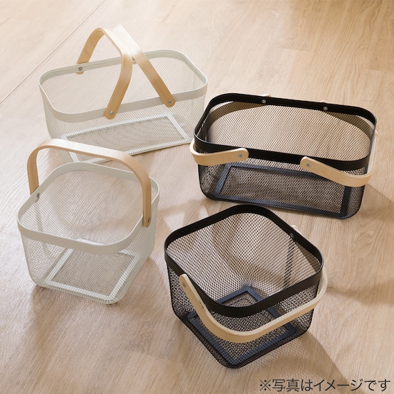 スチールメッシュバスケット EM(スクエア ホワイト) 10枚目画像