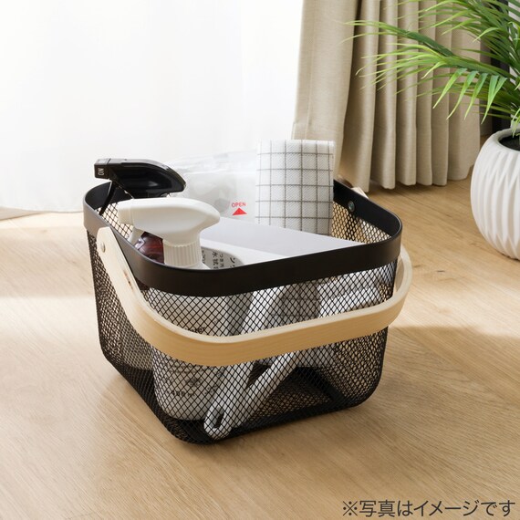スチールメッシュバスケット EM(スクエア ブラック) 2枚目画像