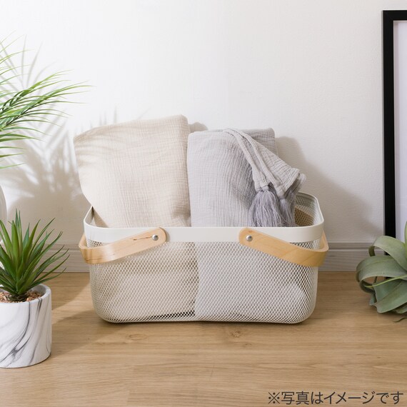 スチールメッシュバスケット EM(長方形 ホワイト) 2枚目画像