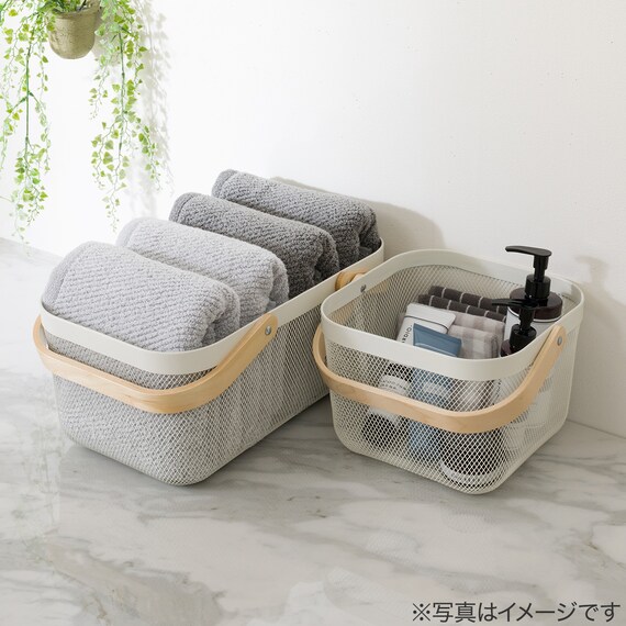 スチールメッシュバスケット EM(長方形 ホワイト) 7枚目画像