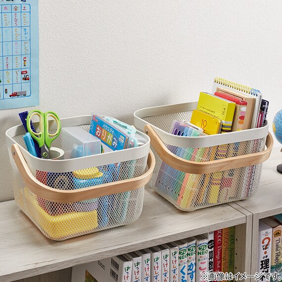 スチールメッシュバスケット EM(長方形 ホワイト) 17枚目画像