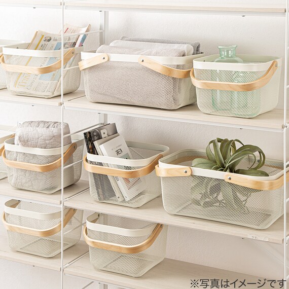 スチールメッシュバスケット EM(長方形 ホワイト) 19枚目画像
