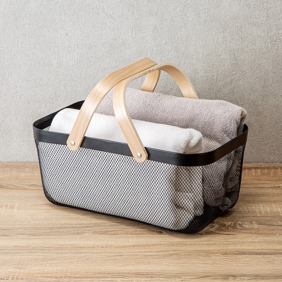 スチールメッシュバスケット EM(長方形 ブラック) 1枚目画像