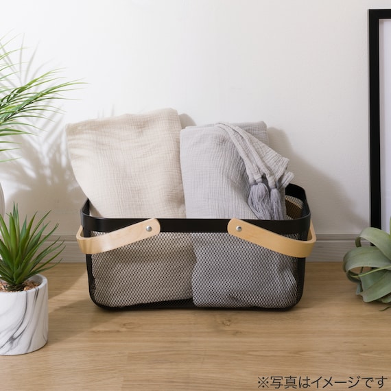 スチールメッシュバスケット EM(長方形 ブラック) 2枚目画像