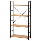 スチールオープンシェルフ (木棚4段 幅59cm ライトブラウン/ブラック) 3枚目画像
