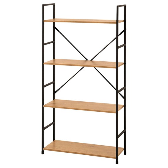 スチールオープンシェルフ (木棚4段 幅59cm ライトブラウン/ブラック) 3枚目画像