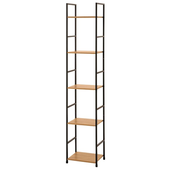 スチールオープンシェルフ (木棚5段 幅30cm ライトブラウン/ブラック) 3枚目画像