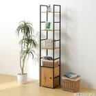 収納付き スチールオープンシェルフ 4段 幅30cm(ライトブラウン/ブラック) 1枚目画像