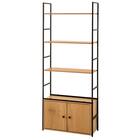 収納付き スチールオープンシェルフ 4段(ライトブラウン/ブラック) 3枚目画像