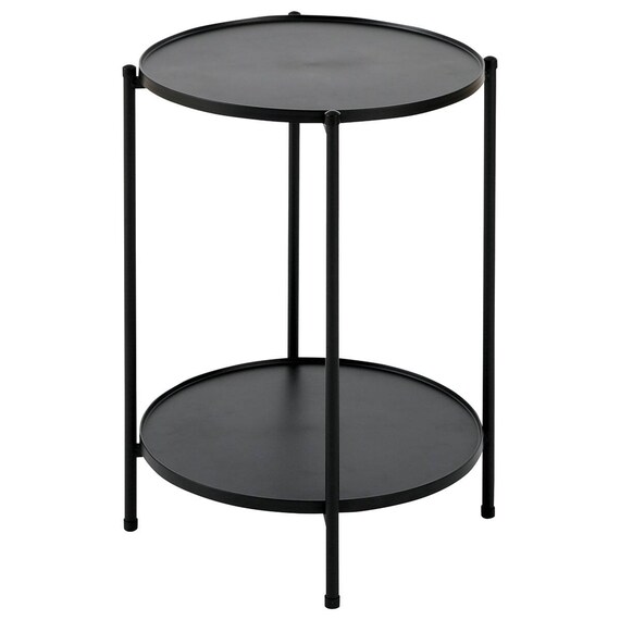 円形 棚付きサイドテーブル 直径43cm(ブラック) 3枚目画像