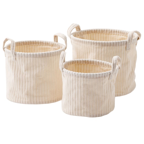 取手付きバスケット(NF 3点 アイボリー) 1枚目画像