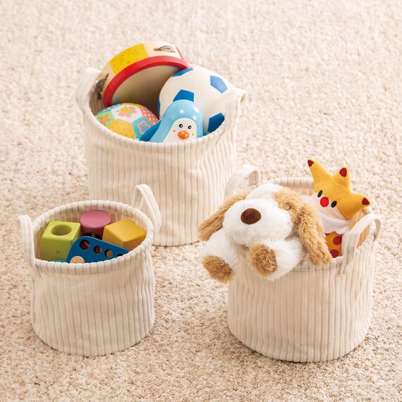 取手付きバスケット(NF 3点 アイボリー) 2枚目画像