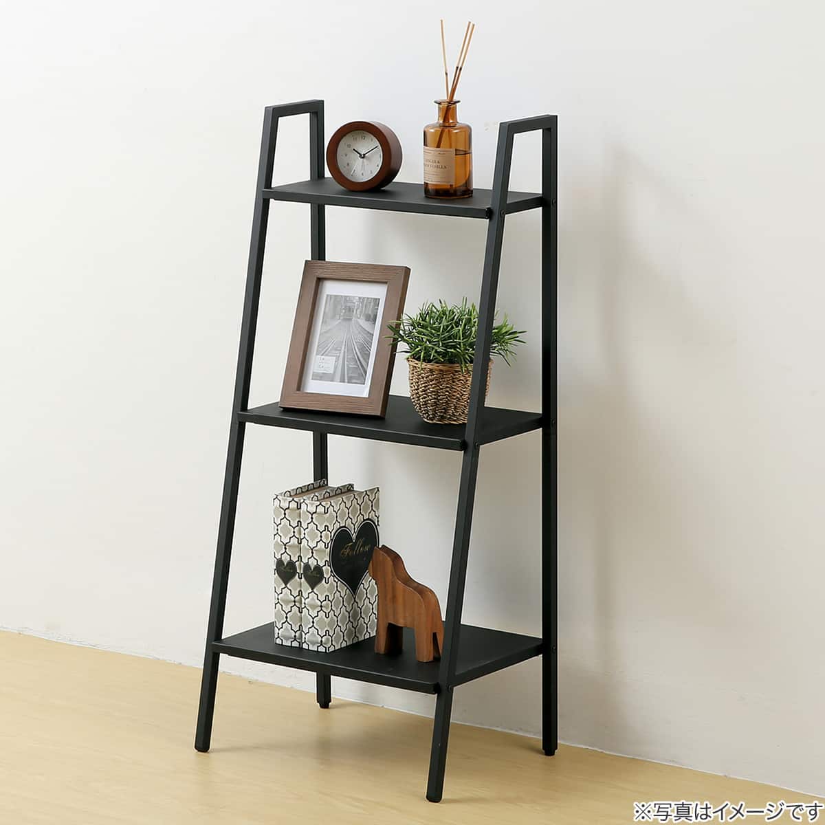 要相談 近畿限定配送 CRAFTSMAN WALL SHELF ラダーシェルフ 横伸縮できるラダー シェルフ 3段(DS01 ブラック) | ニトリネット