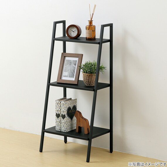 横伸縮できるラダー シェルフ 3段(DS01 ブラック) 3枚目画像
