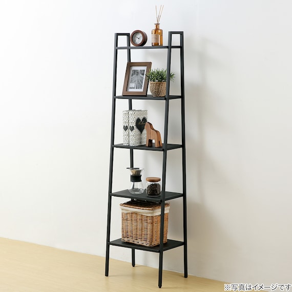 横伸縮できるラダー シェルフ 5段(DS01 ブラック) 4枚目画像