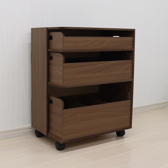 【日本製】探し物防止ワゴン (ブラウン) 1枚目画像