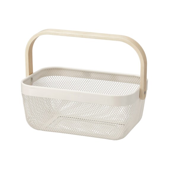 ハンドルメッシュバスケット(M オフホワイト) 1枚目画像