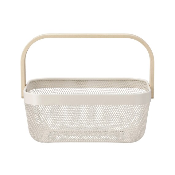 ハンドルメッシュバスケット(M オフホワイト) 2枚目画像