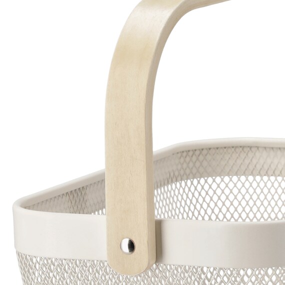 ハンドルメッシュバスケット(M オフホワイト) 6枚目画像