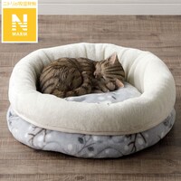 【デコホーム商品】ペットベッド(Nウォームシマエナガグレー Sq1)