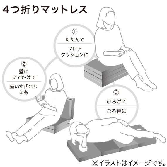 4つ折りフロアクッション(NクールWSP2501GY) 7枚目画像