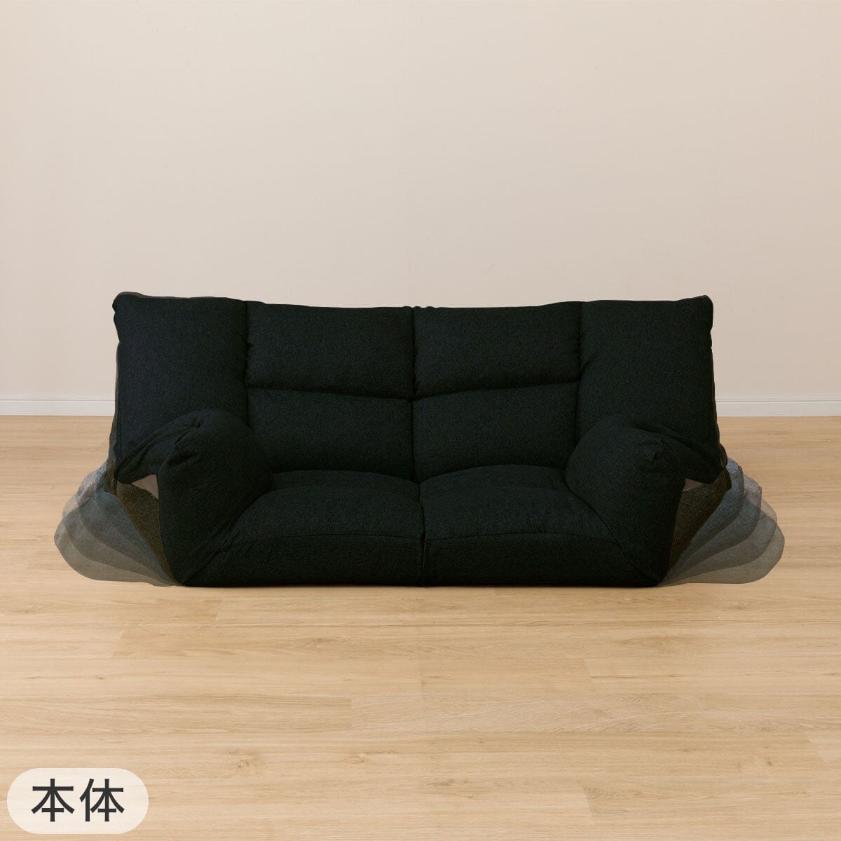 2点セット】コンパクトソファ ツバサ3 BK+ストレッチカバー(SC