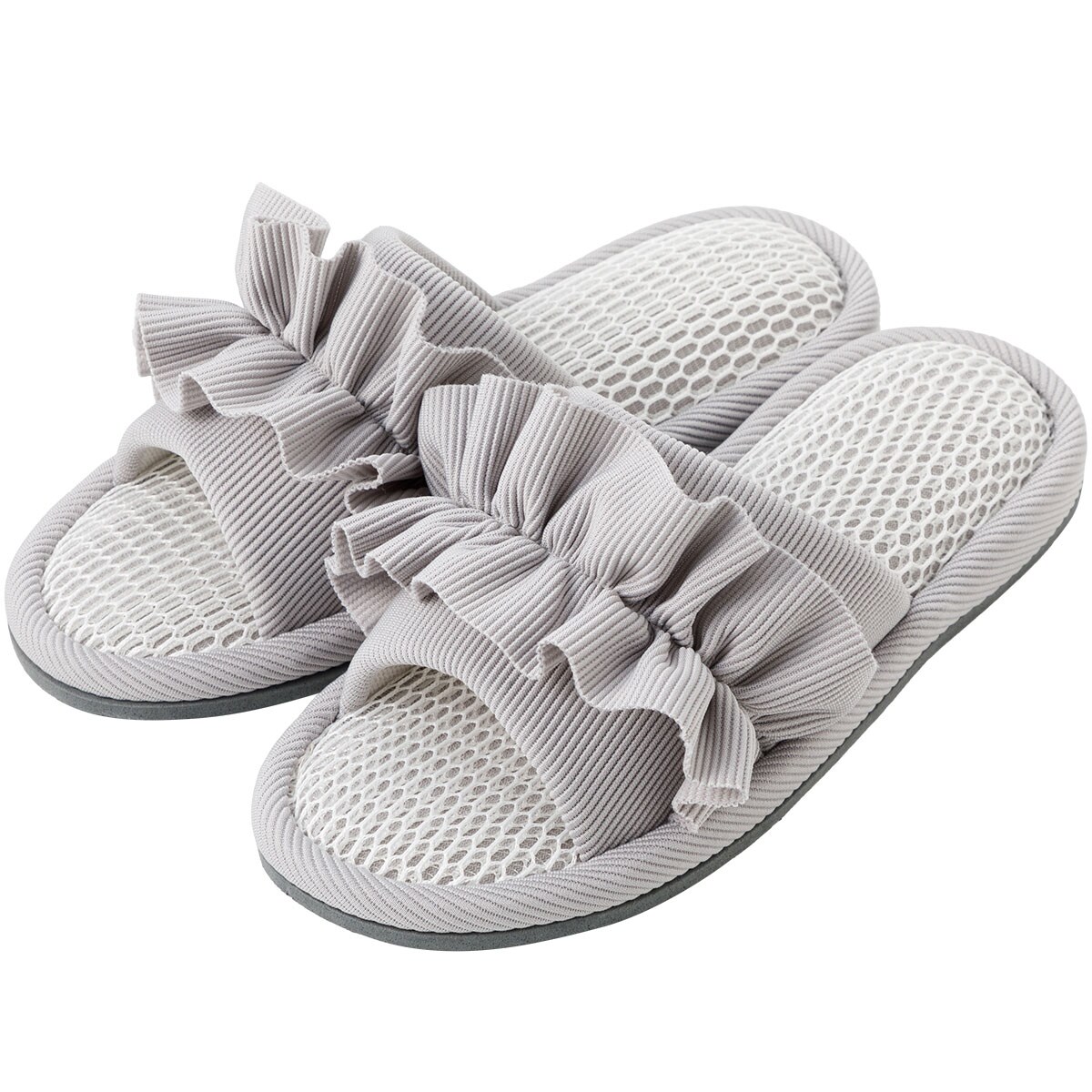 スリッパ スリッパ Lサイズ(フリルMS グレー ngSRn13) | ニトリネット【公式