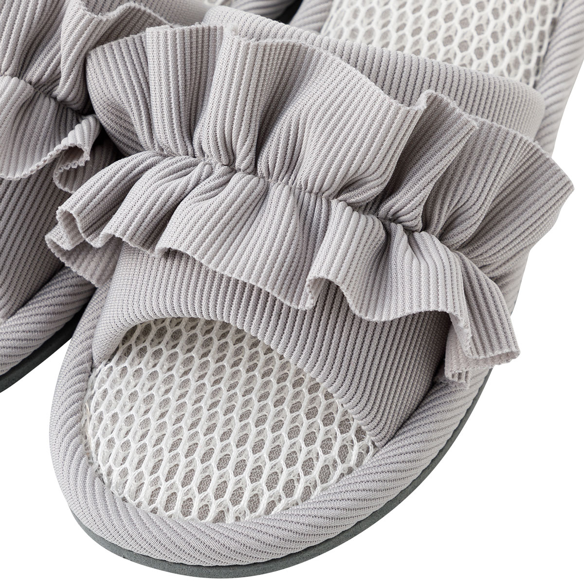 スリッパ Lサイズ(フリルMS グレー ngSRn13) | ニトリネット【公式