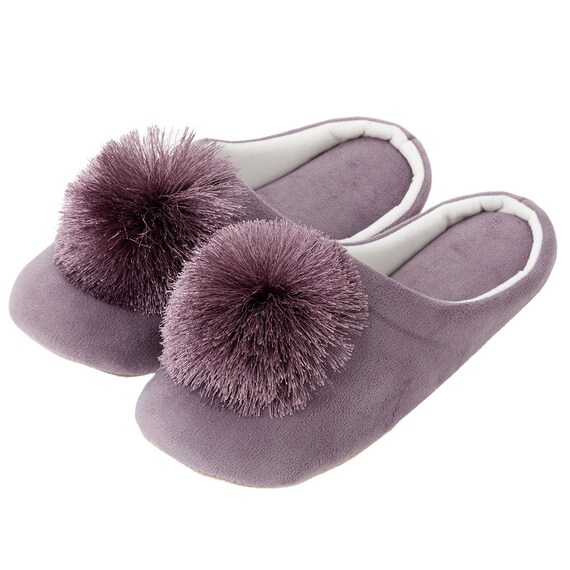 ルームシューズ(ポンポンRS25 パープル M) 1枚目画像