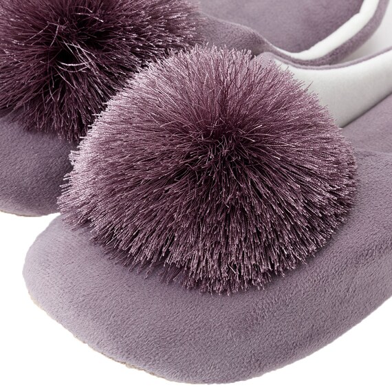 ルームシューズ(ポンポンRS25 パープル M) 2枚目画像