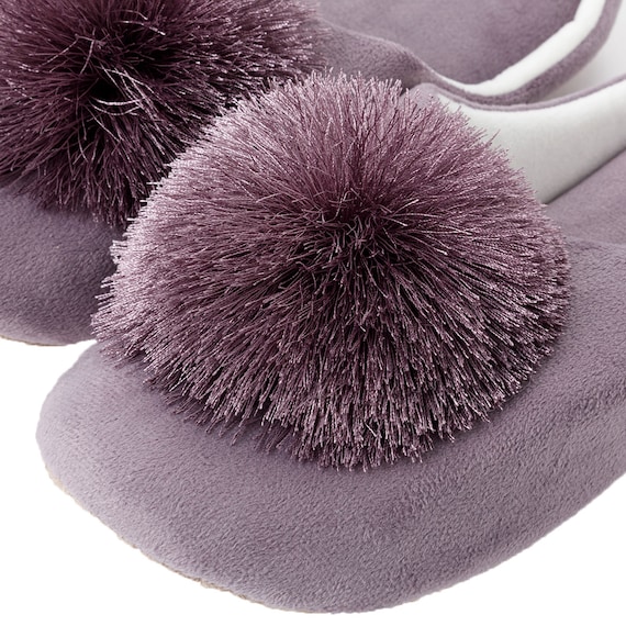 ルームシューズ(ポンポンRS25 パープル M) 2枚目画像