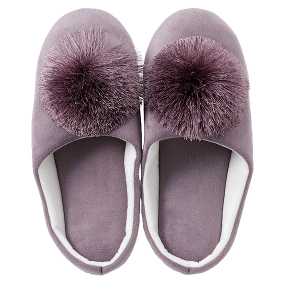 ルームシューズ(ポンポンRS25 パープル M) 5枚目画像