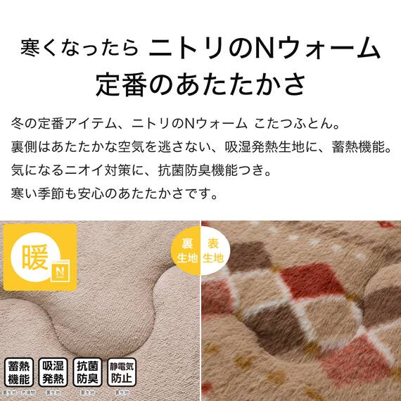 断熱こたつ掛ふとん 特大判(Nウォーム ベージュ RB HO2501) 5枚目画像